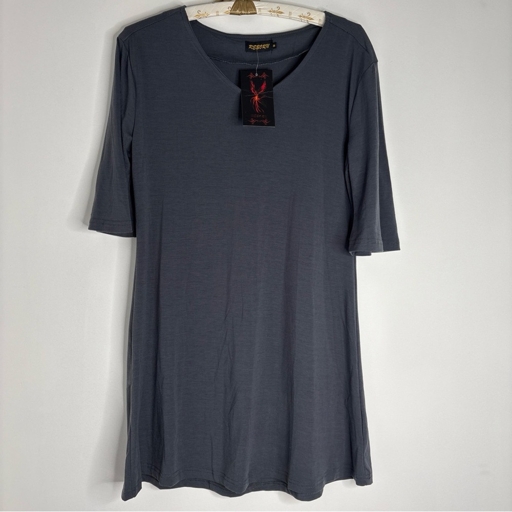 reborn womens tunic medium t-shirt dress NWT grey gray dress